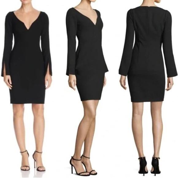 NWT Black Halo Maxwell Sheath Mini Dress Black Sz 4 Small Elegant Cocktail Party - Picture 1 of 6